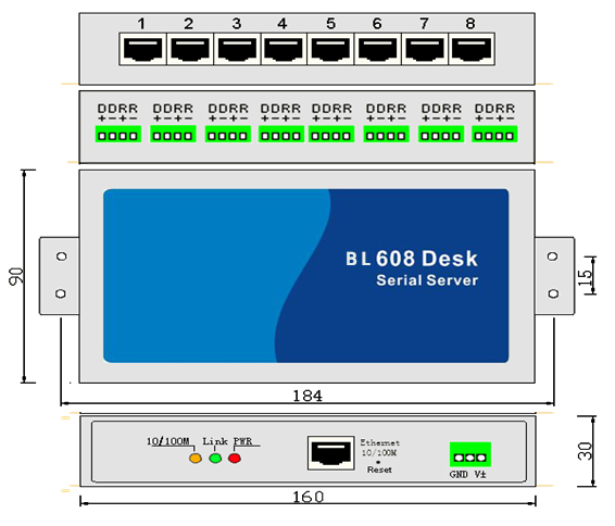 8口串口服务器 RS232接口 8口联网串口服务器