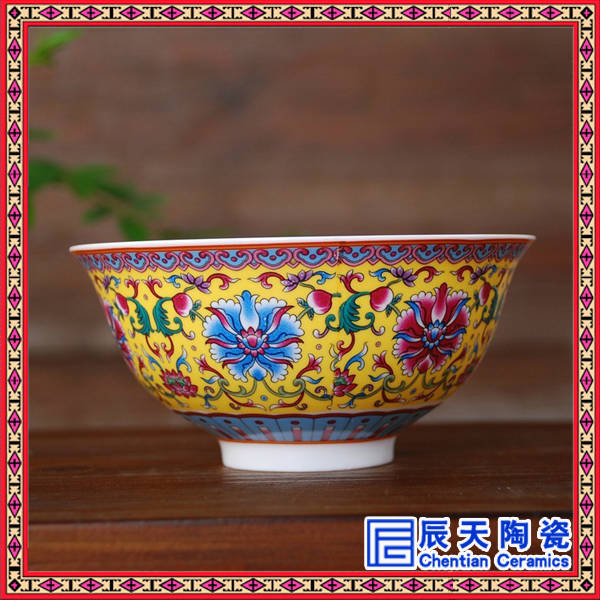 景德镇青花瓷碗高脚碗陶瓷家用米饭寿碗餐具寿碗定制送礼