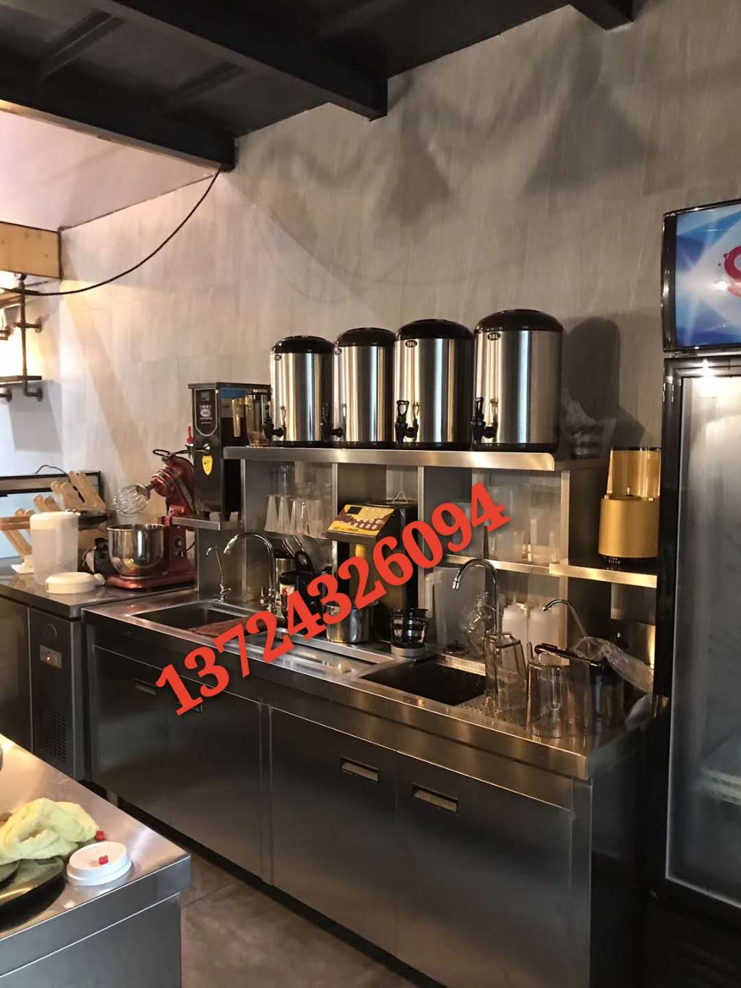 奶茶店不锈钢工作台改造定做 深圳宝安奶茶设备销售厂家