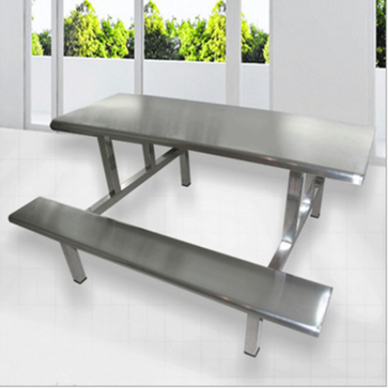广州食堂连体餐桌椅 不锈钢制造 不易受潮生锈
