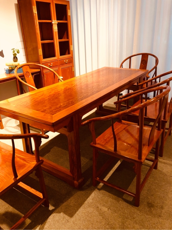 花梨木实木茶桌椅组合茶室新中式禅意功夫泡茶台缅花红木办公室
